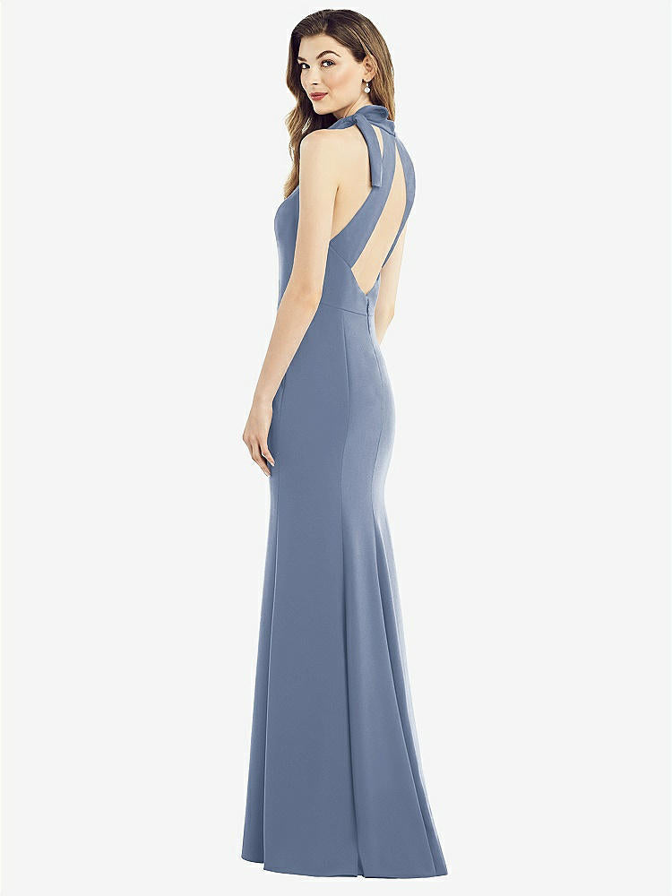 【NEW】【STYLE: 6827】ボウネック オープンバック トランペット ガウン【COLOR: Larkspur Blue】【SIZE: 00-30W】