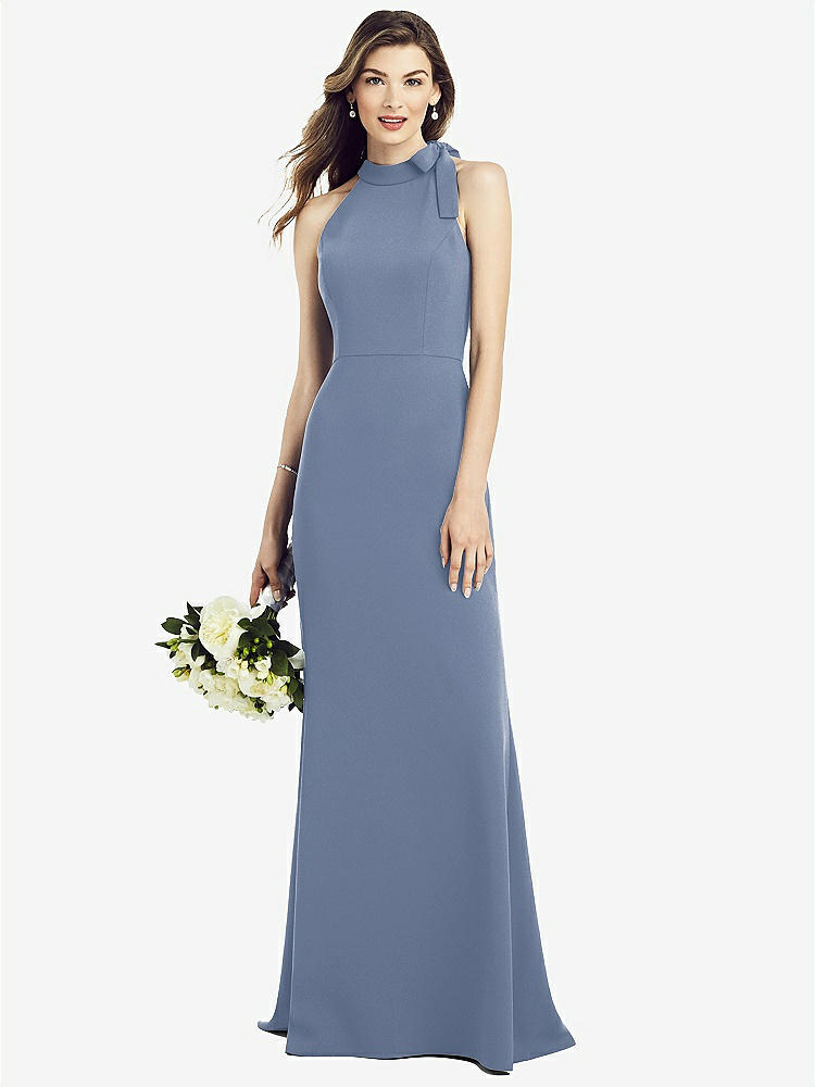 【NEW】【STYLE: 6827】ボウネック オープンバック トランペット ガウン【COLOR: Larkspur Blue】【SIZE: 00-30W】