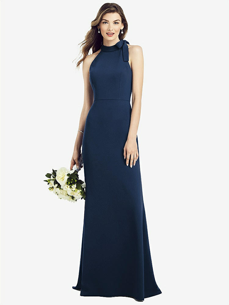 【NEW】【STYLE: 6827】ボウネック オープンバック トランペット ガウン【COLOR: Midnight Navy】【SIZE: 00-30W】