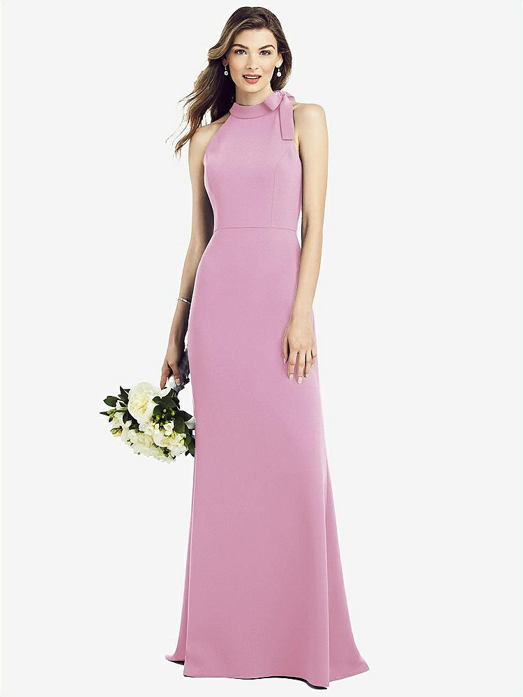 【NEW】【STYLE: 6827】ボウネック オープンバック トランペット ガウン【COLOR: Powder Pink】【SIZE: 00-30W】