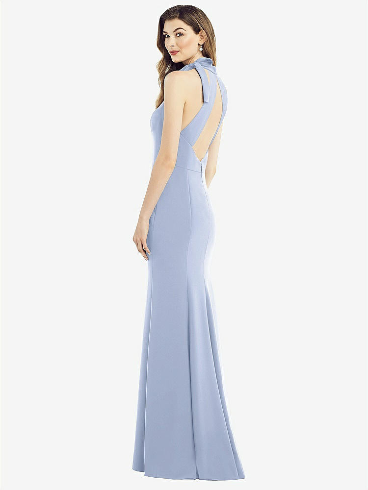 【NEW】【STYLE: 6827】ボウネック オープンバック トランペット ガウン【COLOR: Sky Blue】【SIZE: 00-30W】