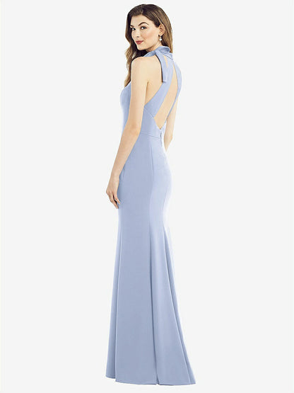 【NEW】【STYLE: 6827】ボウネック オープンバック トランペット ガウン【COLOR: Sky Blue】【SIZE: 00-30W】