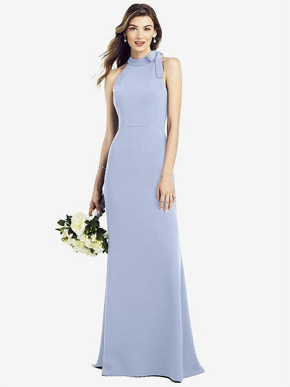 【NEW】【STYLE: 6827】ボウネック オープンバック トランペット ガウン【COLOR: Sky Blue】【SIZE: 00-30W】