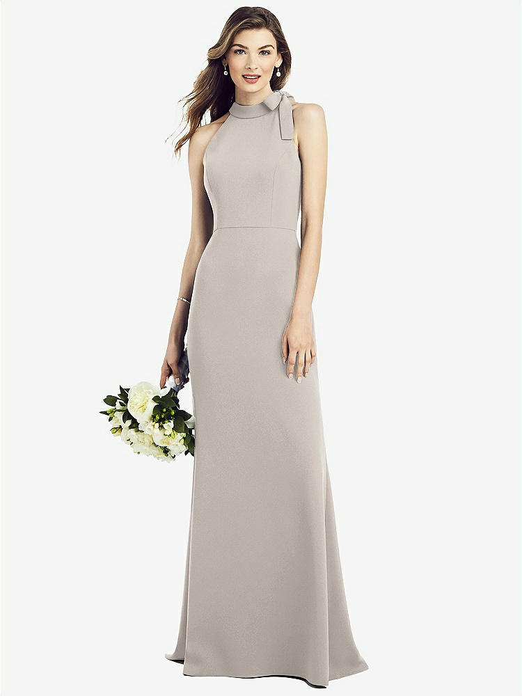 【NEW】【STYLE: 6827】ボウネック オープンバック トランペット ガウン【COLOR: Taupe】【SIZE: 00-30W】