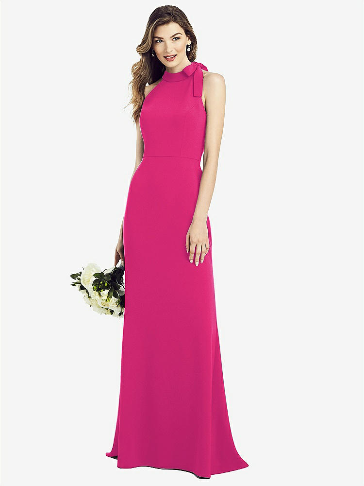 【NEW】【STYLE: 6827】ボウネック オープンバック トランペット ガウン【COLOR: Think Pink】【SIZE: 00-30W】