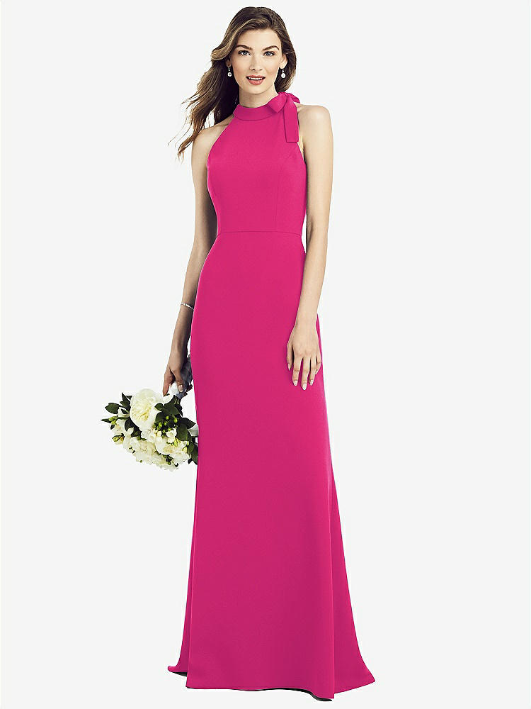 【NEW】【STYLE: 6827】ボウネック オープンバック トランペット ガウン【COLOR: Think Pink】【SIZE: 00-30W】