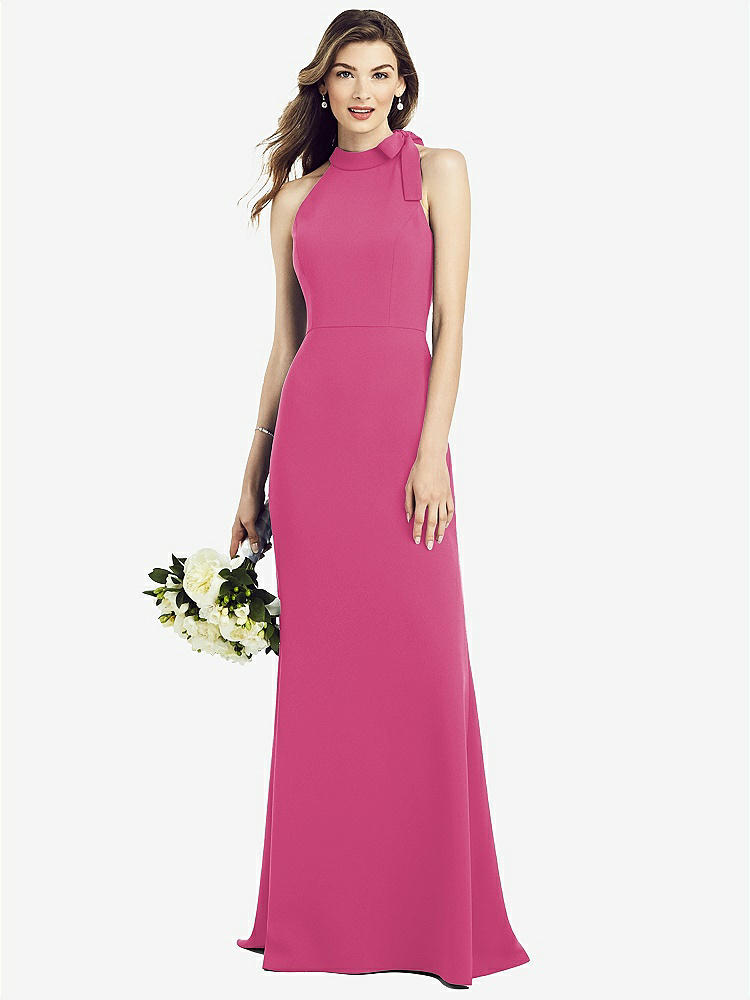 【NEW】【STYLE: 6827】ボウネック オープンバック トランペット ガウン【COLOR: Tea Rose】【SIZE: 00-30W】