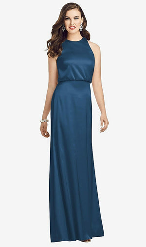 【NEW】【STYLE: 3055】ノースリーブ ブルーソン ボディス トランペット ガウン【COLOR: Dusk Blue】【SIZE: 00-30W】