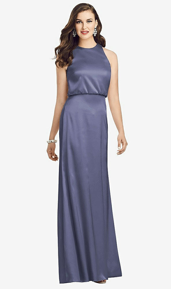 【STYLE: 3055】Sleeveless Blouson Bodice Trumpet Gown【COLOR: French Blue】