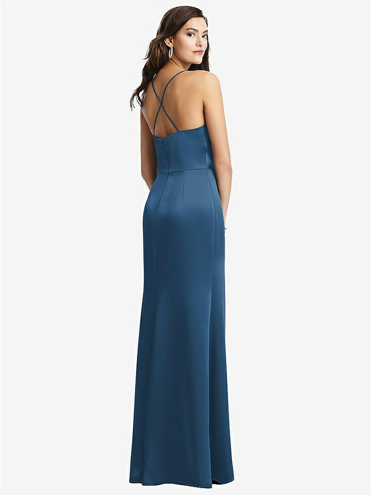 【STYLE: 3056】Cowl-Neck Criss Cross Back Slip Dress【COLOR: Dusk Blue】
