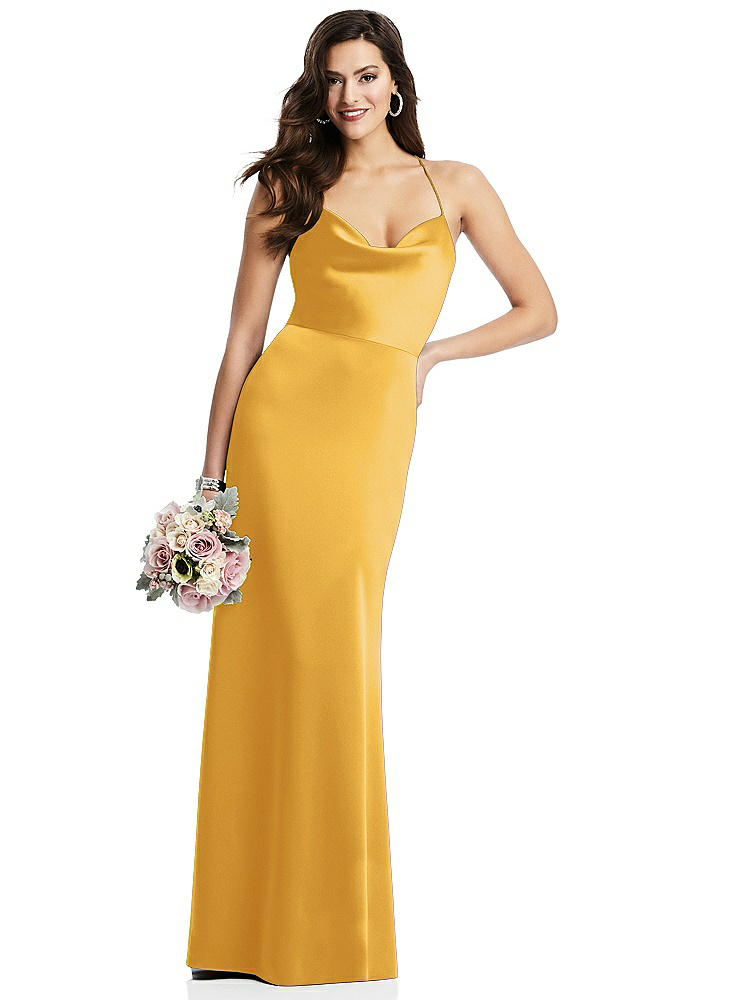 【NEW】【STYLE: 3056】カウルネック クリス クロス 背中 スリップ ドレス【COLOR: NYC Yellow】【SIZE: 00-30W】