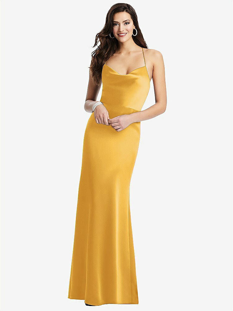 【STYLE: 3056】Cowl-Neck Criss Cross Back Slip Dress【COLOR: NYC Yellow】