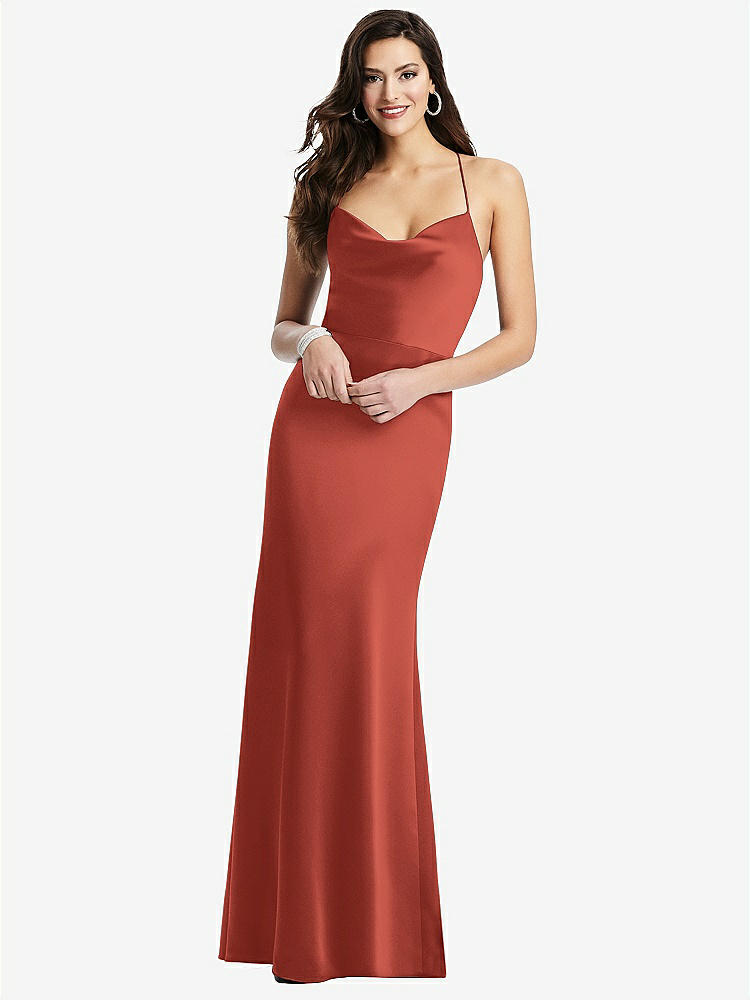 【STYLE: 3056】Cowl-Neck Criss Cross Back Slip Dress【COLOR: Amber Sunset】