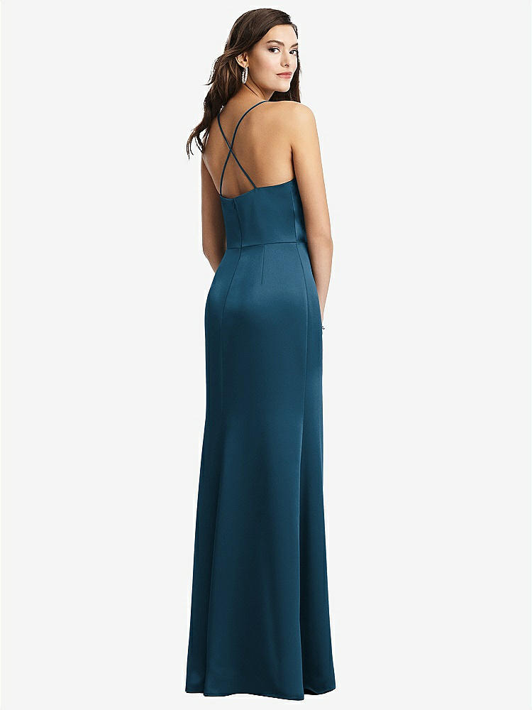 【STYLE: 3056】Cowl-Neck Criss Cross Back Slip Dress【COLOR: Atlantic Blue】