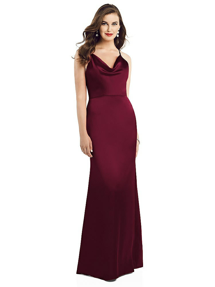 【STYLE: 3056】Cowl-Neck Criss Cross Back Slip Dress【COLOR: Cabernet】