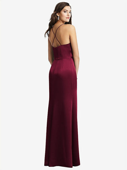 【STYLE: 3056】Cowl-Neck Criss Cross Back Slip Dress【COLOR: Cabernet】
