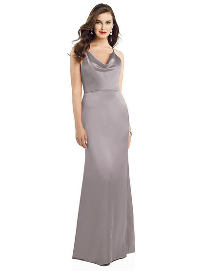 【NEW】【STYLE: 3056】カウルネック クリス クロス 背中 スリップ ドレス【COLOR: Cashmere Gray】【SIZE: 00-30W】