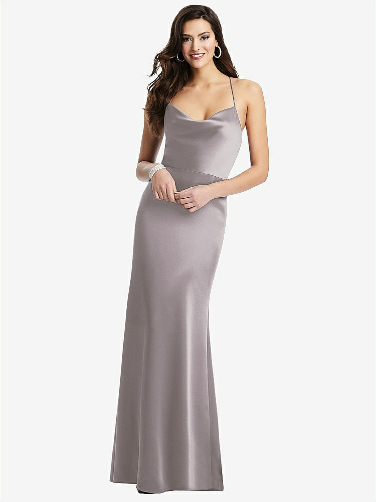 【STYLE: 3056】Cowl-Neck Criss Cross Back Slip Dress【COLOR: Cashmere Gray】