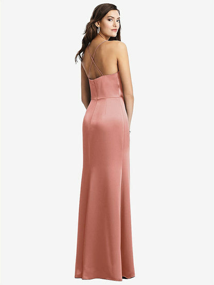 【STYLE: 3056】Cowl-Neck Criss Cross Back Slip Dress【COLOR: Desert Rose】