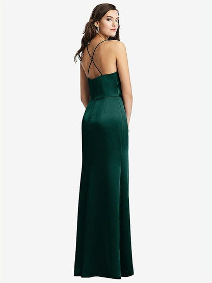 【STYLE: 3056】Cowl-Neck Criss Cross Back Slip Dress【COLOR: Evergreen】