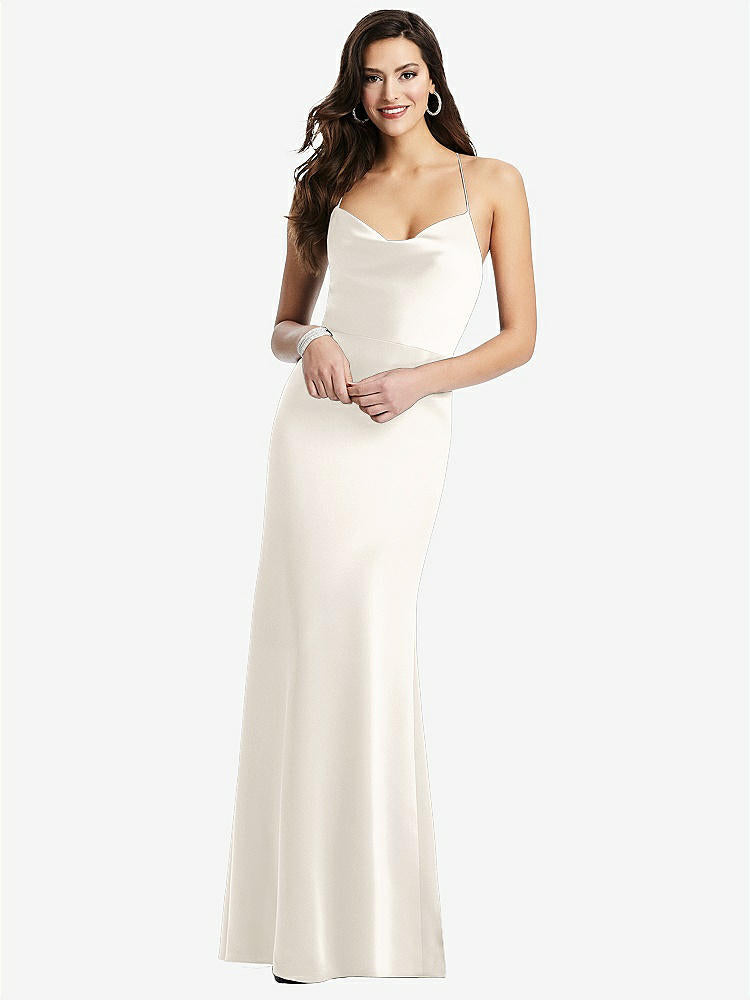 【STYLE: 3056】Cowl-Neck Criss Cross Back Slip Dress【COLOR: Ivory】