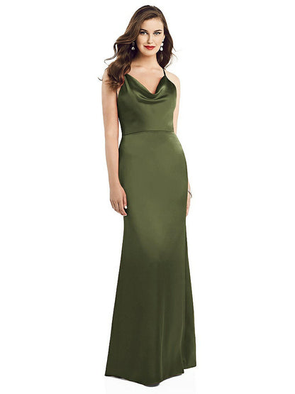 【STYLE: 3056】Cowl-Neck Criss Cross Back Slip Dress【COLOR: Olive Green】