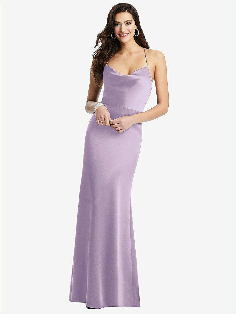 【STYLE: 3056】Cowl-Neck Criss Cross Back Slip Dress【COLOR: Pale Purple】