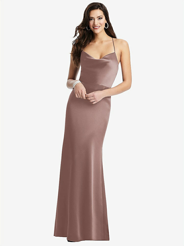 【STYLE: 3056】Cowl-Neck Criss Cross Back Slip Dress【COLOR: Sienna】