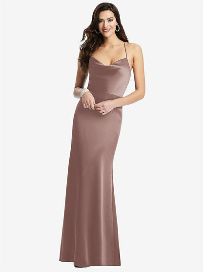 【STYLE: 3056】Cowl-Neck Criss Cross Back Slip Dress【COLOR: Sienna】