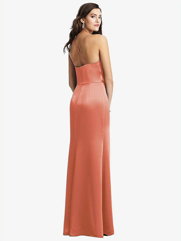 【STYLE: 3056】Cowl-Neck Criss Cross Back Slip Dress【COLOR: Terracotta Copper】