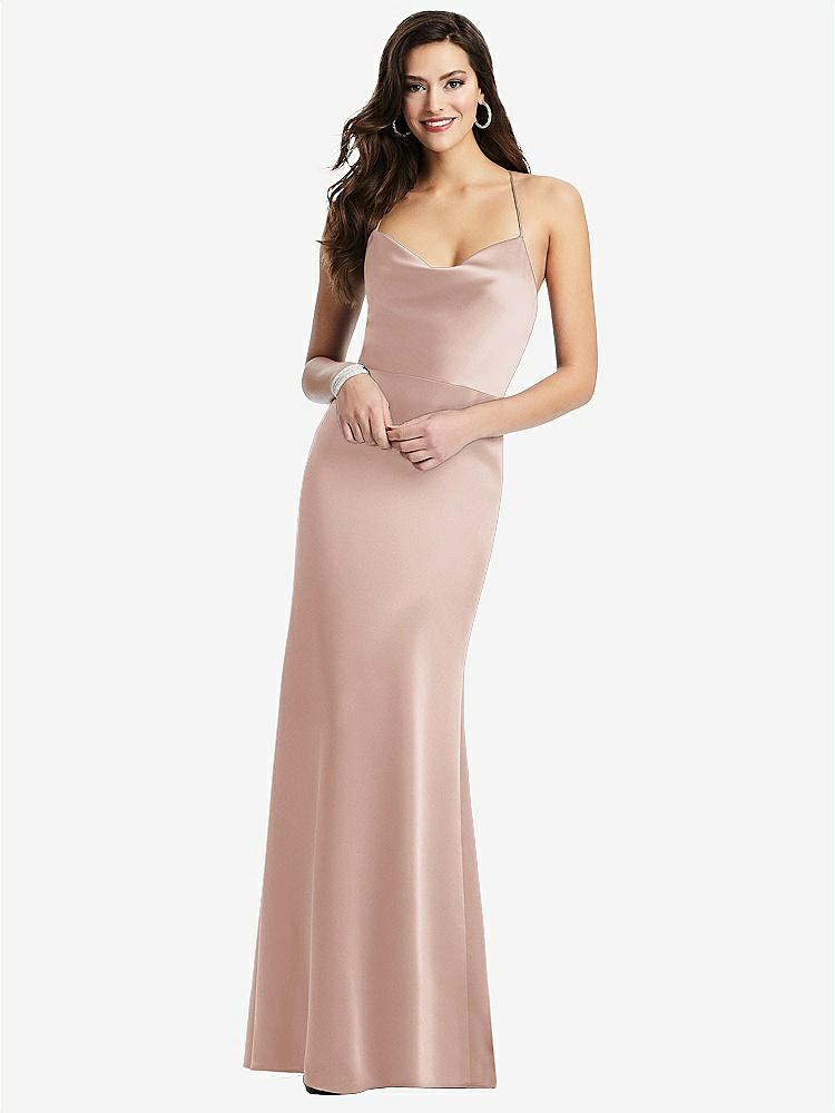 【STYLE: 3056】Cowl-Neck Criss Cross Back Slip Dress【COLOR: Toasted Sugar】