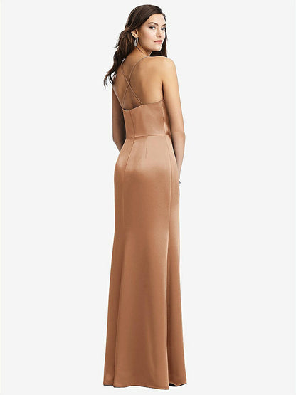 【STYLE: 3056】Cowl-Neck Criss Cross Back Slip Dress【COLOR: Toffee】