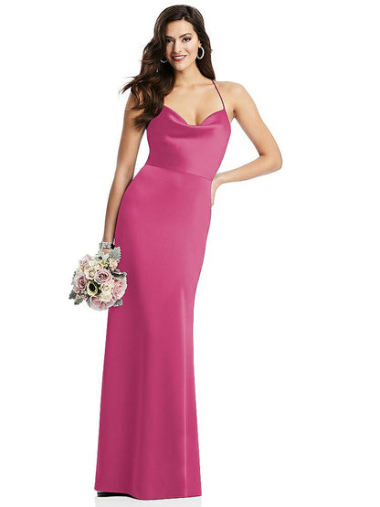【STYLE: 3056】Cowl-Neck Criss Cross Back Slip Dress【COLOR: Tea Rose】