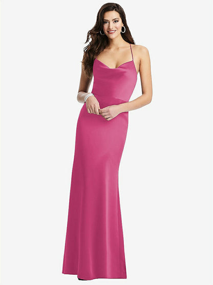 【STYLE: 3056】Cowl-Neck Criss Cross Back Slip Dress【COLOR: Tea Rose】