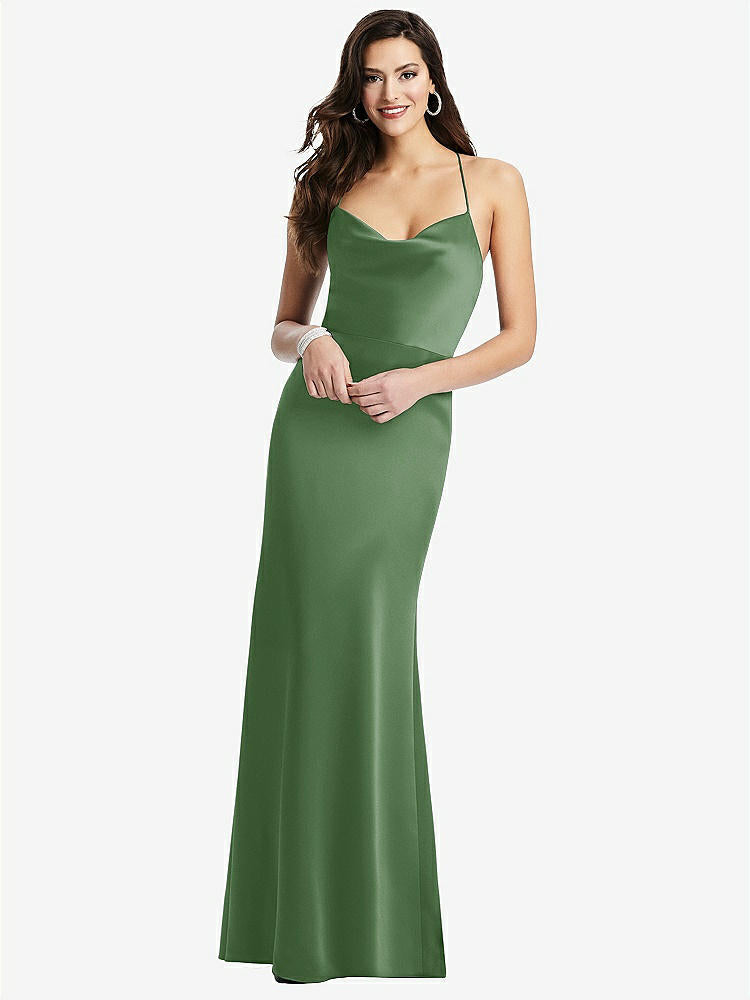 【STYLE: 3056】Cowl-Neck Criss Cross Back Slip Dress【COLOR: Vineyard Green】