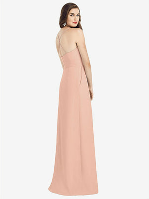 【NEW】【STYLE: 3058】クロス クロス 背中 クレープ ホルター ドレス ポケット付き【COLOR: Pale Peach】【SIZE: 00-30W】