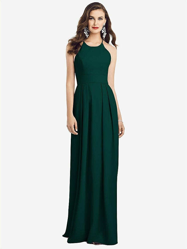 【NEW】【STYLE: 3058】クロス クロス 背中 クレープ ホルター ドレス ポケット付き【COLOR: Evergreen】【SIZE: 00-30W】