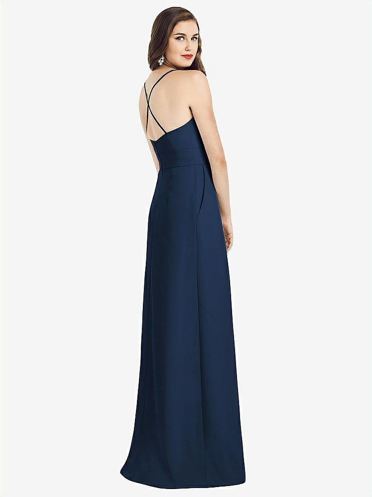【NEW】【STYLE: 3058】クロス クロス 背中 クレープ ホルター ドレス ポケット付き【COLOR: Midnight Navy】【SIZE: 00-30W】