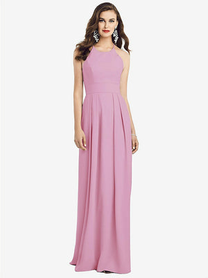 【STYLE: 3058】Criss Cross Back Crepe Halter Dress with Pockets【COLOR: Powder Pink】