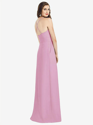 【STYLE: 3058】Criss Cross Back Crepe Halter Dress with Pockets【COLOR: Powder Pink】