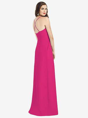 【STYLE: 3058】Criss Cross Back Crepe Halter Dress with Pockets【COLOR: Think Pink】