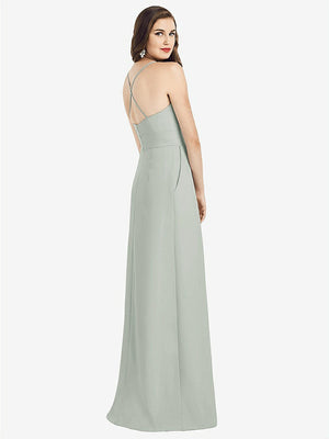【STYLE: 3058】Criss Cross Back Crepe Halter Dress with Pockets【COLOR: Willow Green】