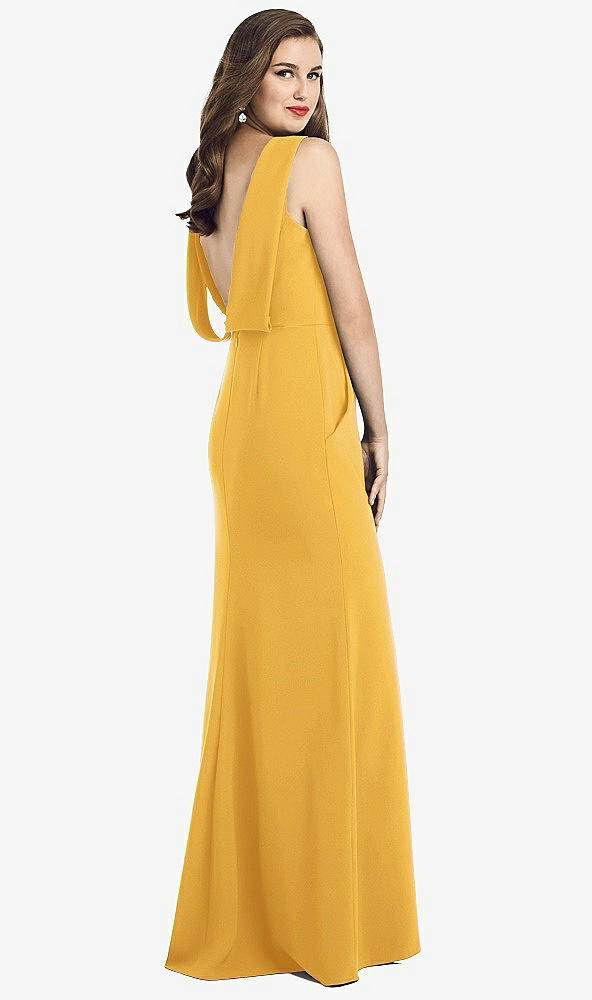 【STYLE: 3061】Draped Backless Crepe Dress with Pockets【COLOR: NYC Yellow】
