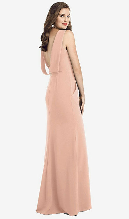 【STYLE: 3061】Draped Backless Crepe Dress with Pockets【COLOR: Pale Peach】