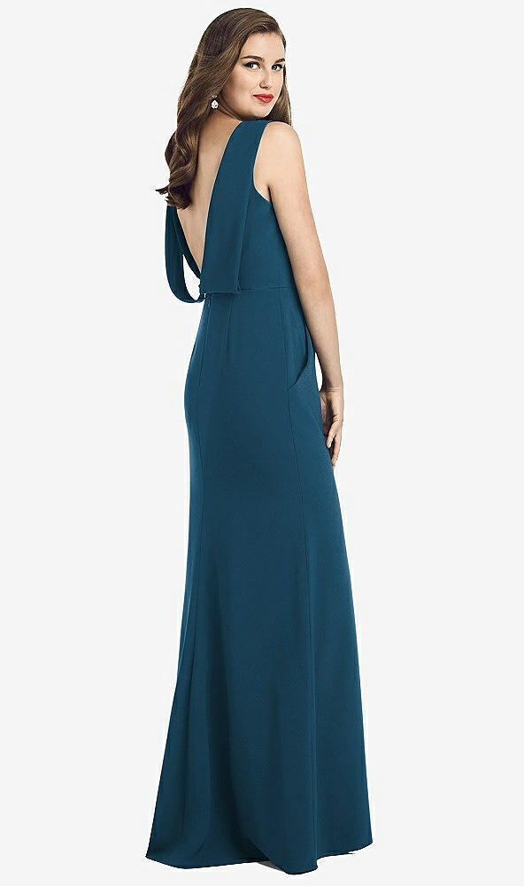 【NEW】【STYLE: 3061】ドレープ バックレス クレープ ドレス ポケット付き【COLOR: Atlantic Blue】【SIZE: 00-30W】