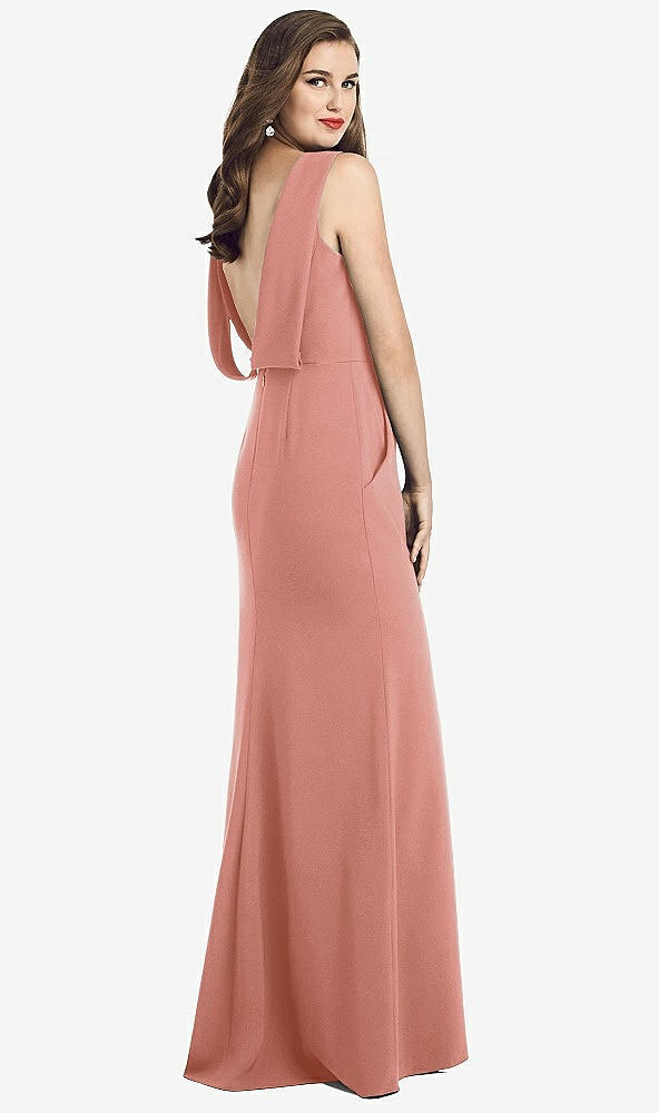 【STYLE: 3061】Draped Backless Crepe Dress with Pockets【COLOR: Desert Rose】
