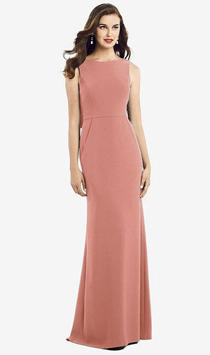 【STYLE: 3061】Draped Backless Crepe Dress with Pockets【COLOR: Desert Rose】