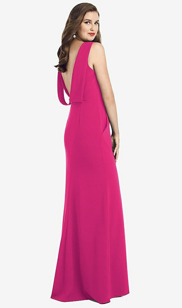 【STYLE: 3061】Draped Backless Crepe Dress with Pockets【COLOR: Think Pink】