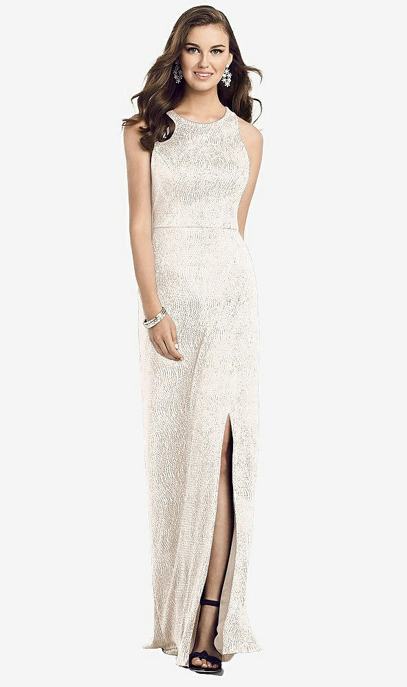【STYLE: 3063】Sleeveless Scoop Neck Metallic Trumpet Gown【COLOR: Rose Gold】