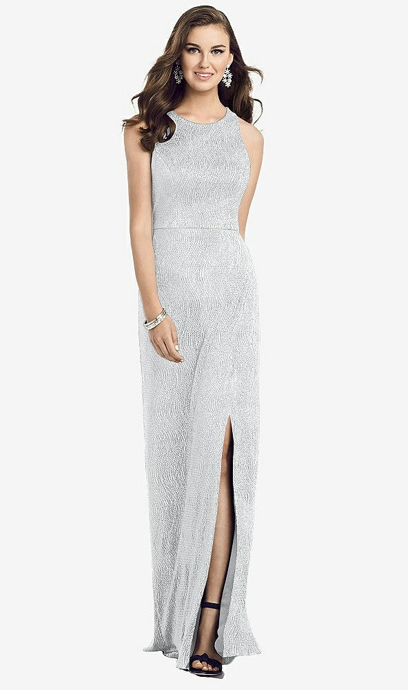 【STYLE: 3063】Sleeveless Scoop Neck Metallic Trumpet Gown【COLOR: Silver】